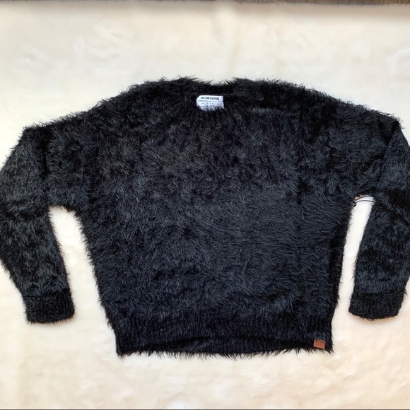 Revolve One Teaspoon Sugarloaf Fuzzy Crop Knit Sweater Black Size S NWT - Picture 2 of 16